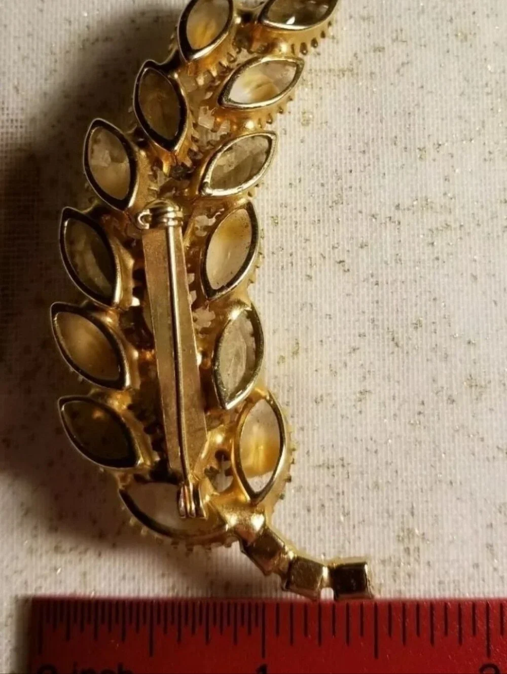 Lovely Autum Fall Vintage Spray Givre Glass Stones Brooch Pin